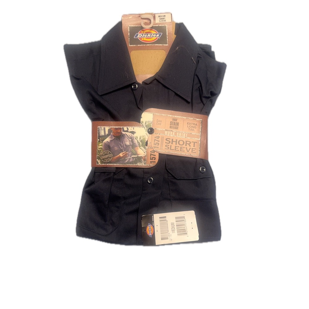 Dickies Work Shirt Short Sleeve Navy‎ Blue Uniform Workwear Mens Medium